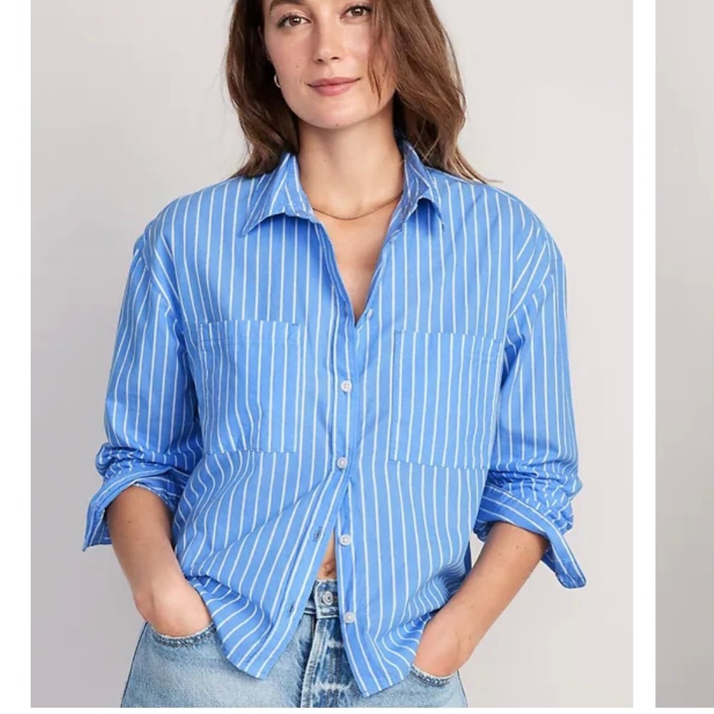 Old Navy Striped Cropped Utility
Boyfriend Shirt